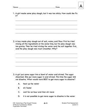 Play Dough Process Assessment