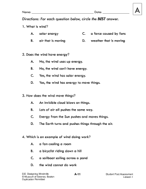 Wind Energy Student Assessment