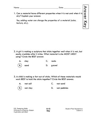 Science Student Post Assessment