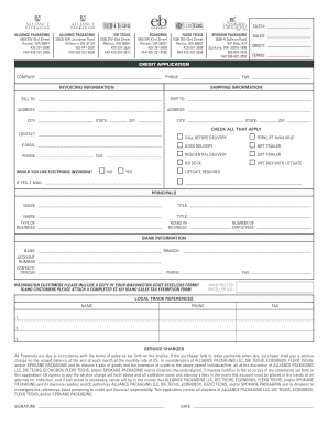 Alliance Packaging Credit Application