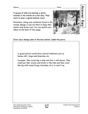 Student Post Assessment for Designing Solar Ovens