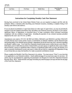 monthly cash flow statement united states courts