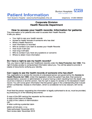 UK Health Records Access Request Form