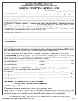 Oklahoma Real Estate Seller's Counteroffer Form