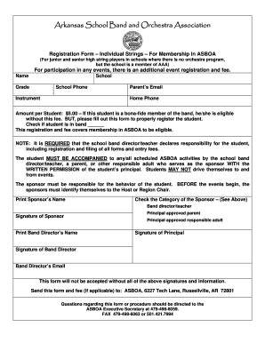 ASBOA Individual Strings Registration Form