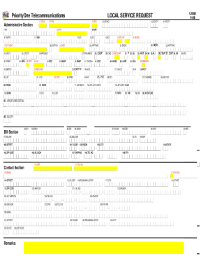 PriorityOne Telecommunications Local Service Request LSOG9