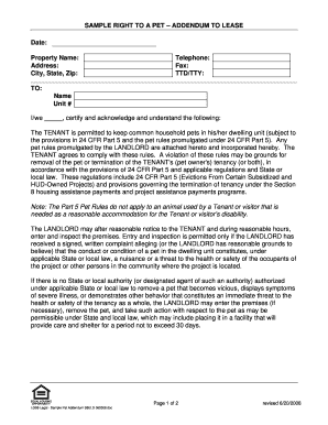 Right to Pet Addendum to Lease