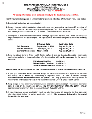 International Student Health Insurance Waiver Application