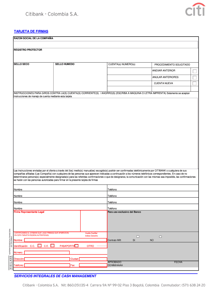 TARJETA DE FIRMAS - citibankcomco Vista previa en la página 1