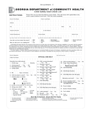 Georgia Child Safety Seat Checklist