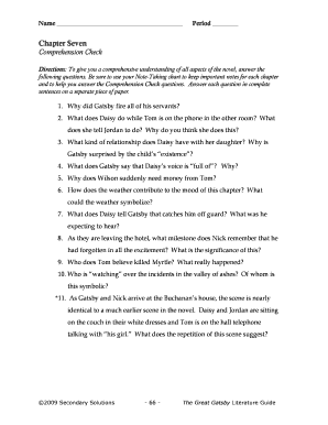 The Great Gatsby Chapter Seven Comprehension Check