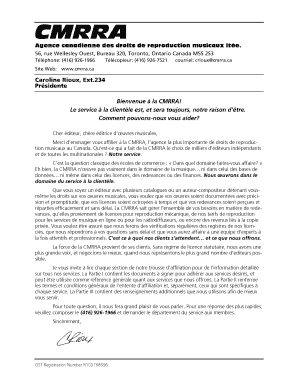 Entente d’affiliation à la CMRRA