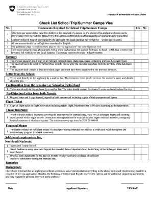 Swiss Schengen Visa Checklist for School Trips