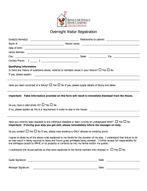 Overnight Visitor Registration Form