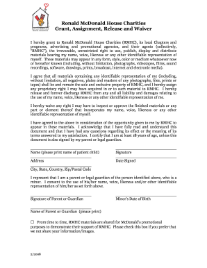 Ronald McDonald House Charities Media Release Form
