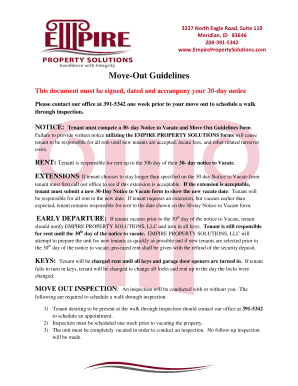 30-Day Notice to Vacate and Move-Out Guidelines