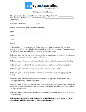 Pet Agreement Addendum