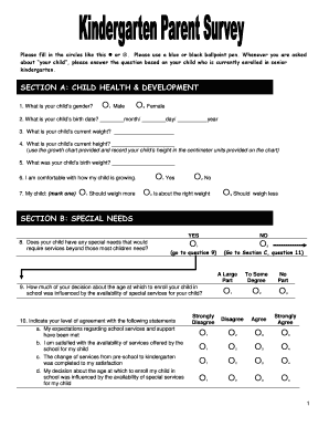 Senior Kindergarten Health and Development Survey