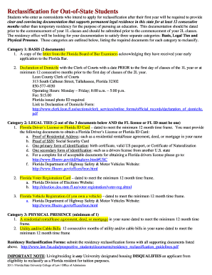 Florida Residency Reclassification Form