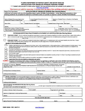 Florida Disabled Person Parking Permit Application