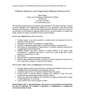 California Alternative Medicine Disclosure Form
