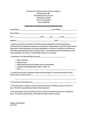 Authorization for Release of Protected Health Information