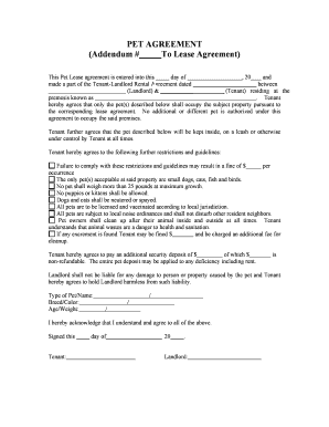 Pet Lease Agreement Addendum