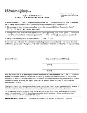 Equal Opportunity Compliance Report Certification