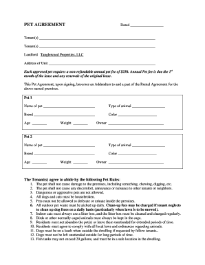 Pet Agreement Addendum