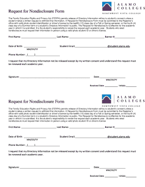 Request for Nondisclosure Form