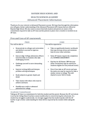 Advanced Placement Registration Commitment Form