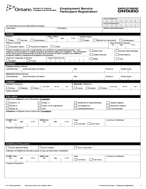 Ontario Employment Service Participant Registration Form