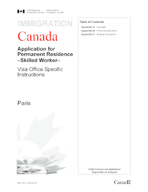 Canada Permanent Residence Application - Skilled Worker