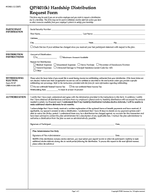 QP/401(k) Hardship Distribution Request Form