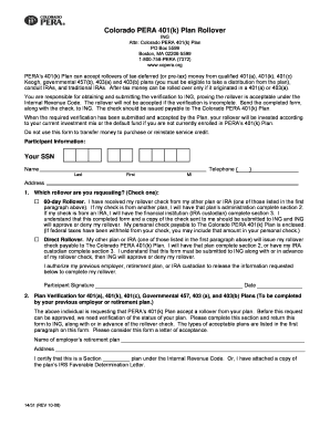 Colorado PERA 401(k) Plan Rollover Form