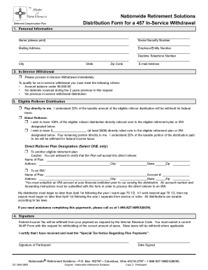 457 In-Service Withdrawal Distribution Form