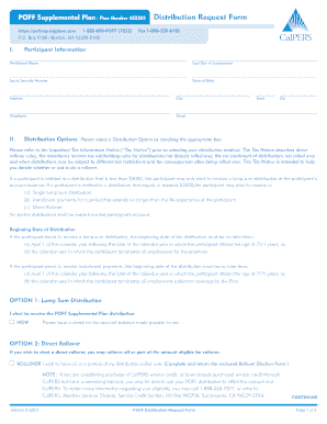 POFF Supplemental Plan Distribution Request Form