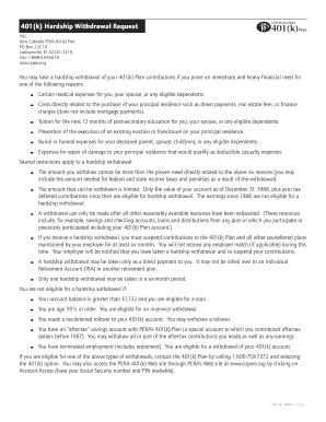 Colorado PERA 401(k) Hardship Withdrawal Request