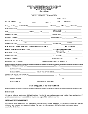 Patient Account Information Form