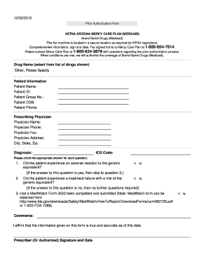 Aetna Arizona Mercy Care Prior Authorization Form
