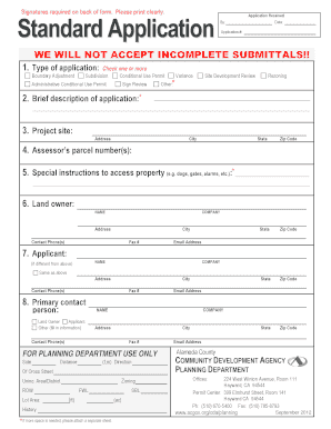 Alameda County Planning Application Form