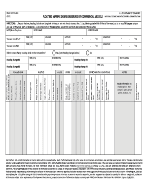 NOAA Form 75-103 Floating Marine Debris Observation