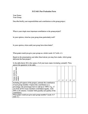 Sample impression on seminar - ECE 465 Peer Evaluation Form - George Mason University - thalia spec gmu