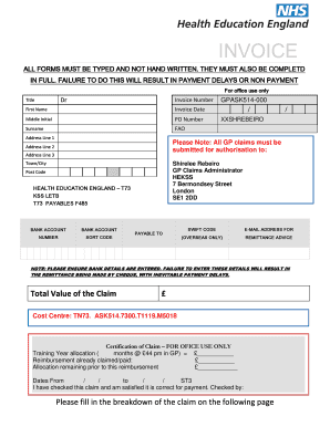 GP Claims Invoice Form
