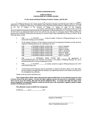 Whitecap Resources Inc. Proxy Form