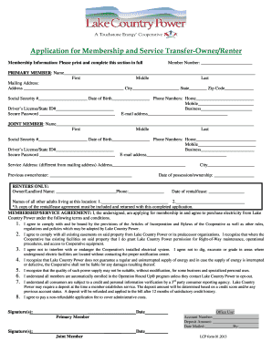 Lake Country Power Membership Application