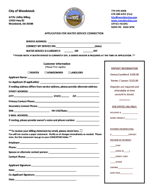Application for Water Service Connection