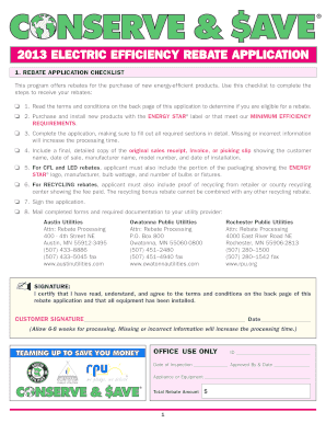 2013 Energy Efficiency Rebate Application