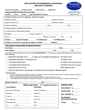 Residential Occupancy and Utility Service Application