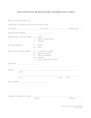 New Employee Demographic Information Form